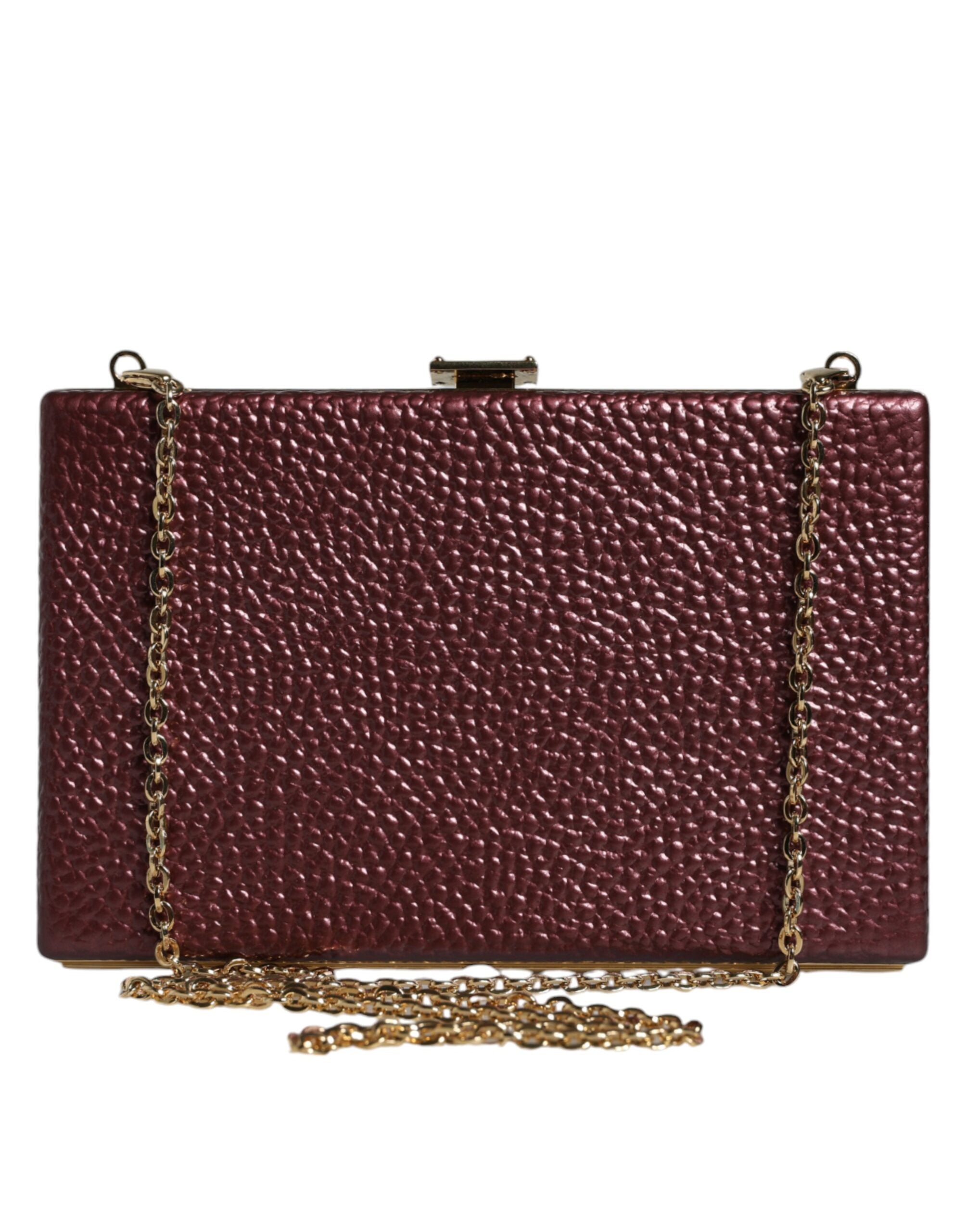 Sac clutch en cuir marron foncé Dolce & Gabbana, élégant sac de soirée à bandoulière pour femme