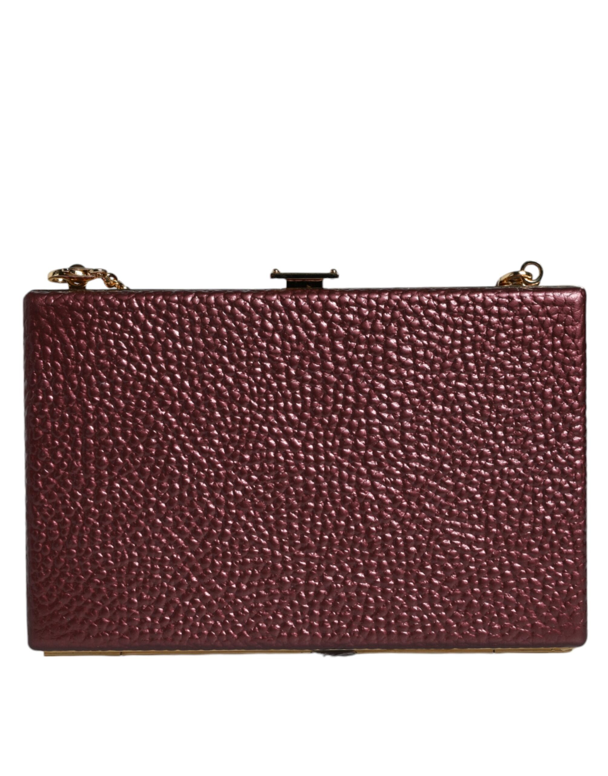 Sac clutch en cuir marron foncé Dolce & Gabbana, élégant sac de soirée croisé, détails en cuir sophistiqués.
