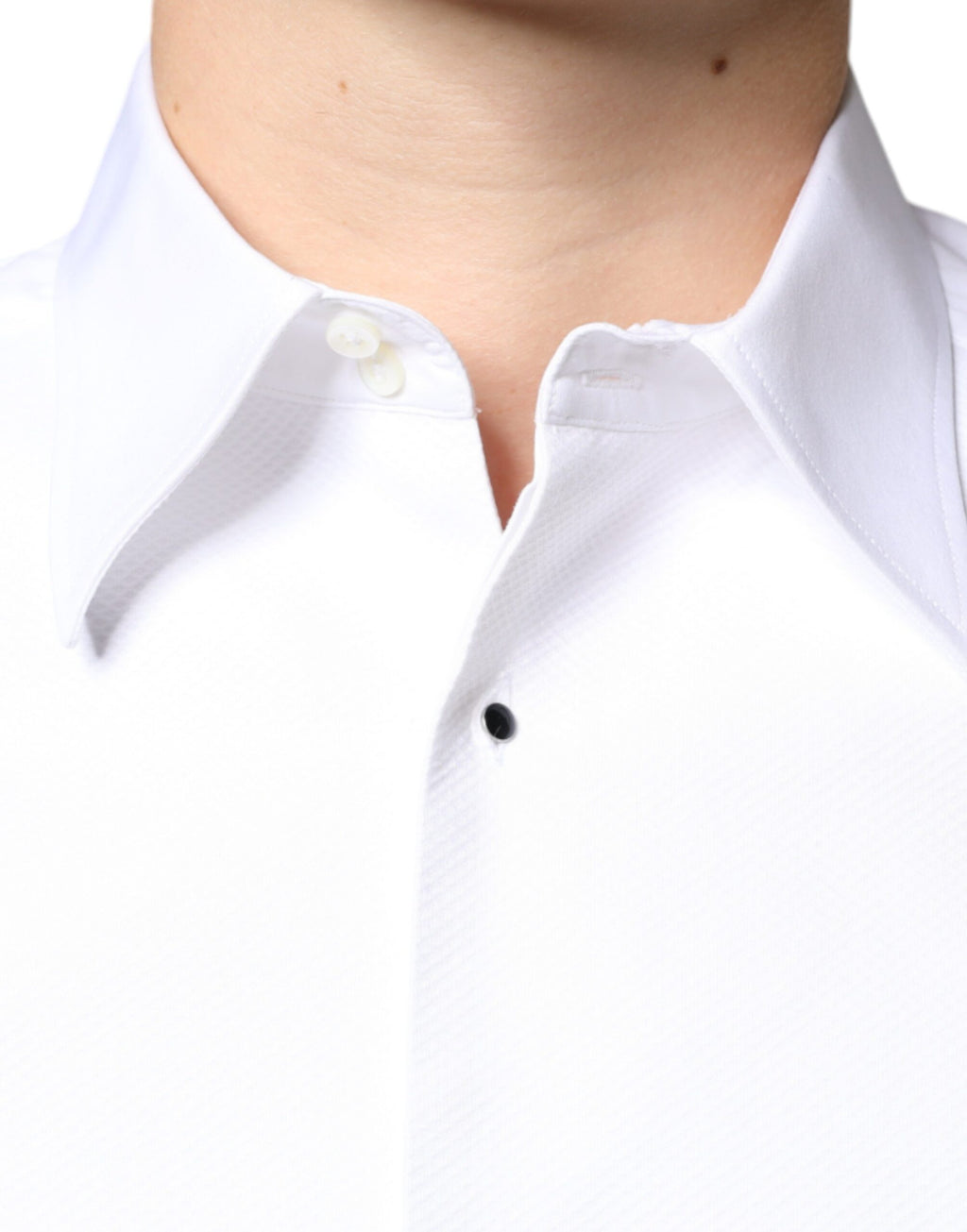 Chemise habillée en coton popeline blanche Dolce & Gabbana, chemise formelle élégante et classique pour homme.