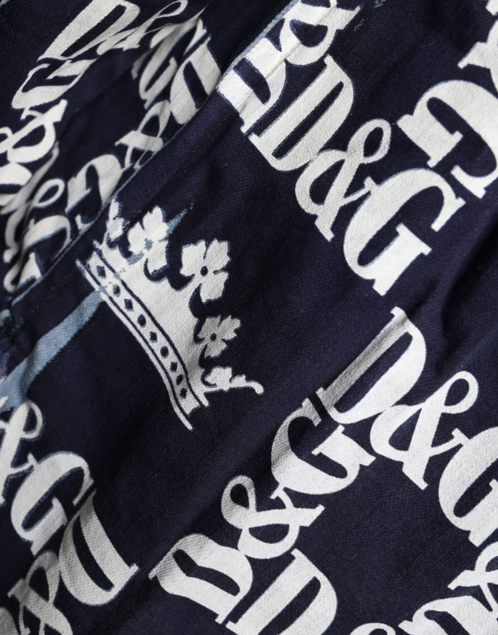 Chemise slim en coton Dolce & Gabbana avec logo couronne bleu et imprimé élégant, coupe ajustée.