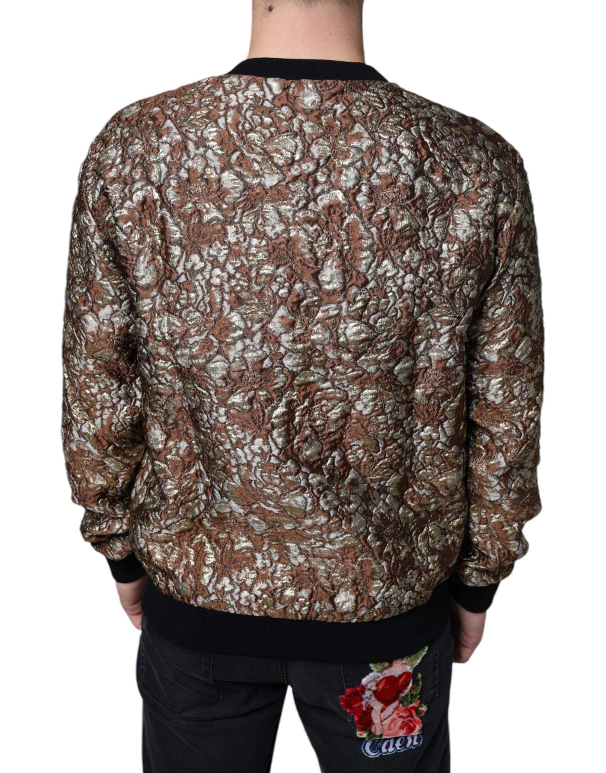 Pull en jacquard marron Dolce & Gabbana Mambo Ananas, pull-over élégant avec motif fruité.