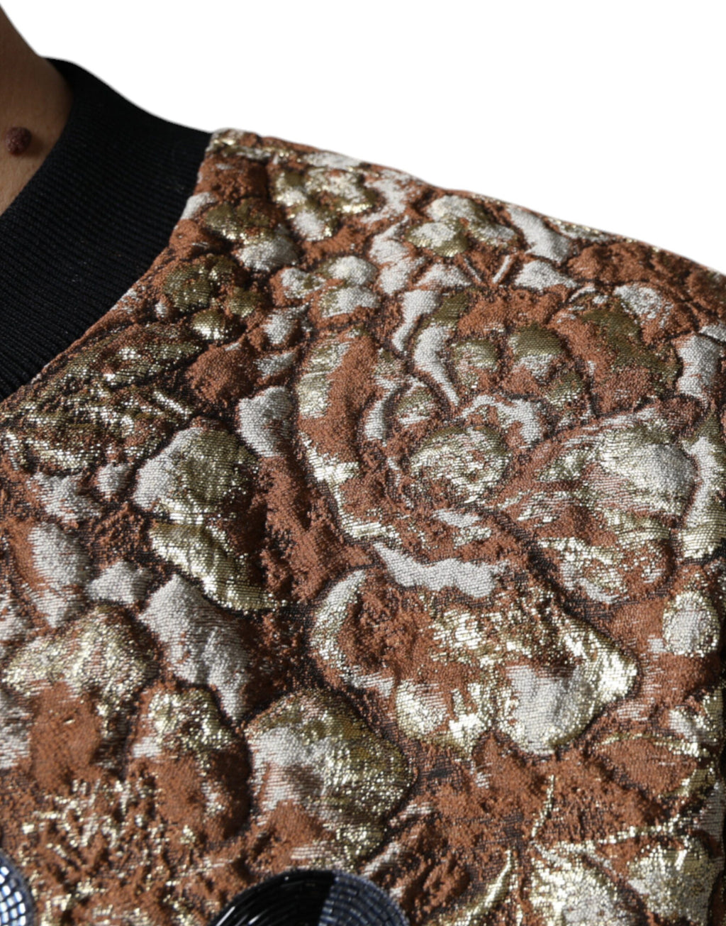 Pull en jacquard marron Dolce & Gabbana Mambo Pineapple, pull-over élégant avec motif pineapple.