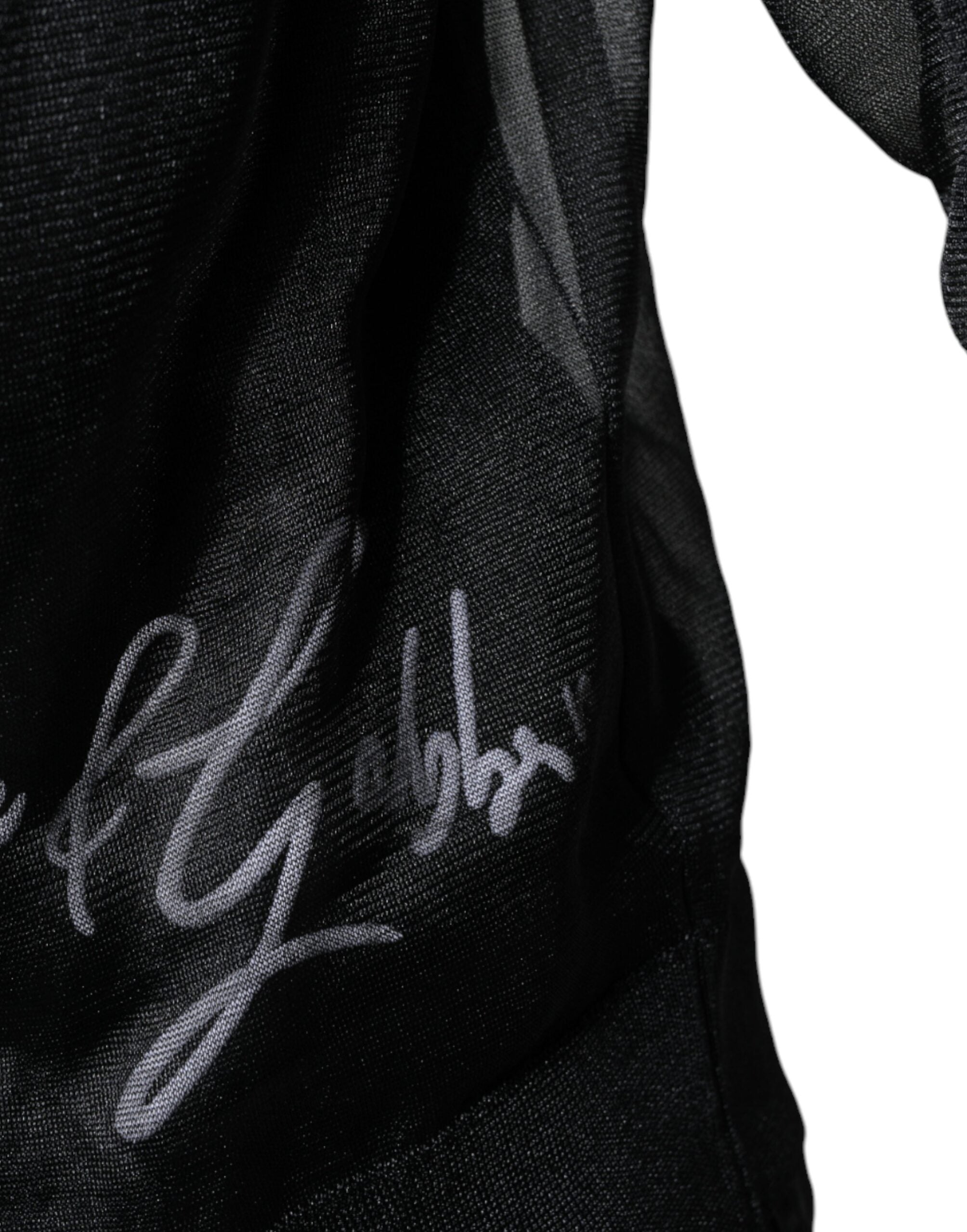 Sweat-shirt noir en polyester de Dolce & Gabbana, pull à manches longues et style décontracté, vue de face.