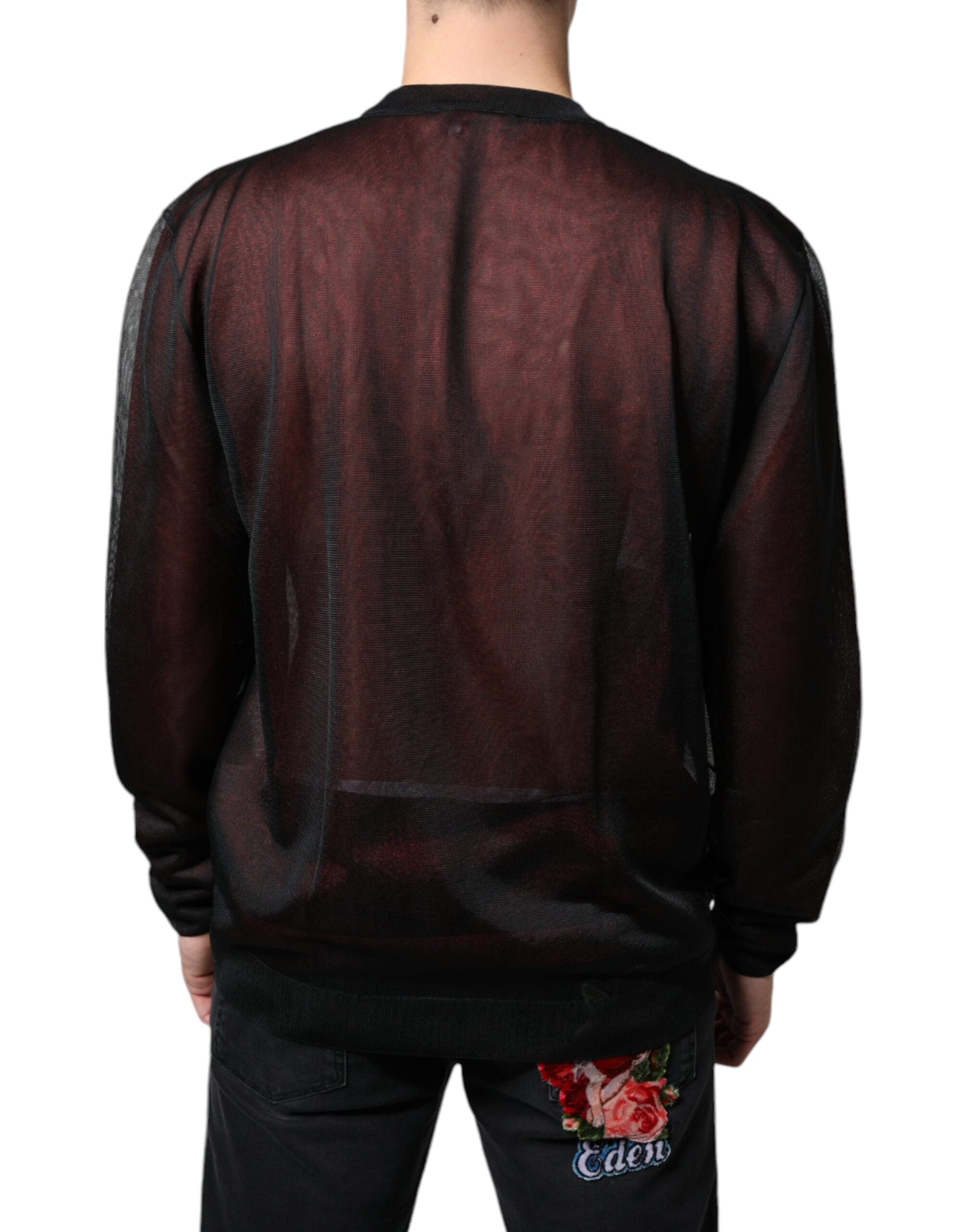 Sweat-shirt en polyester marron Dolce & Gabbana, pull-over décontracté avec col rond et manches longues.