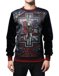 Sweatshirt Dolce & Gabbana à col rond en jacquard multicolore, motif élégant et détails texturés.