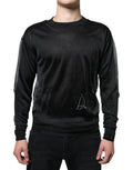 Sweat-shirt à capuche en polyester noir de Dolce & Gabbana, pull-over décontracté avec logo de marque visible.