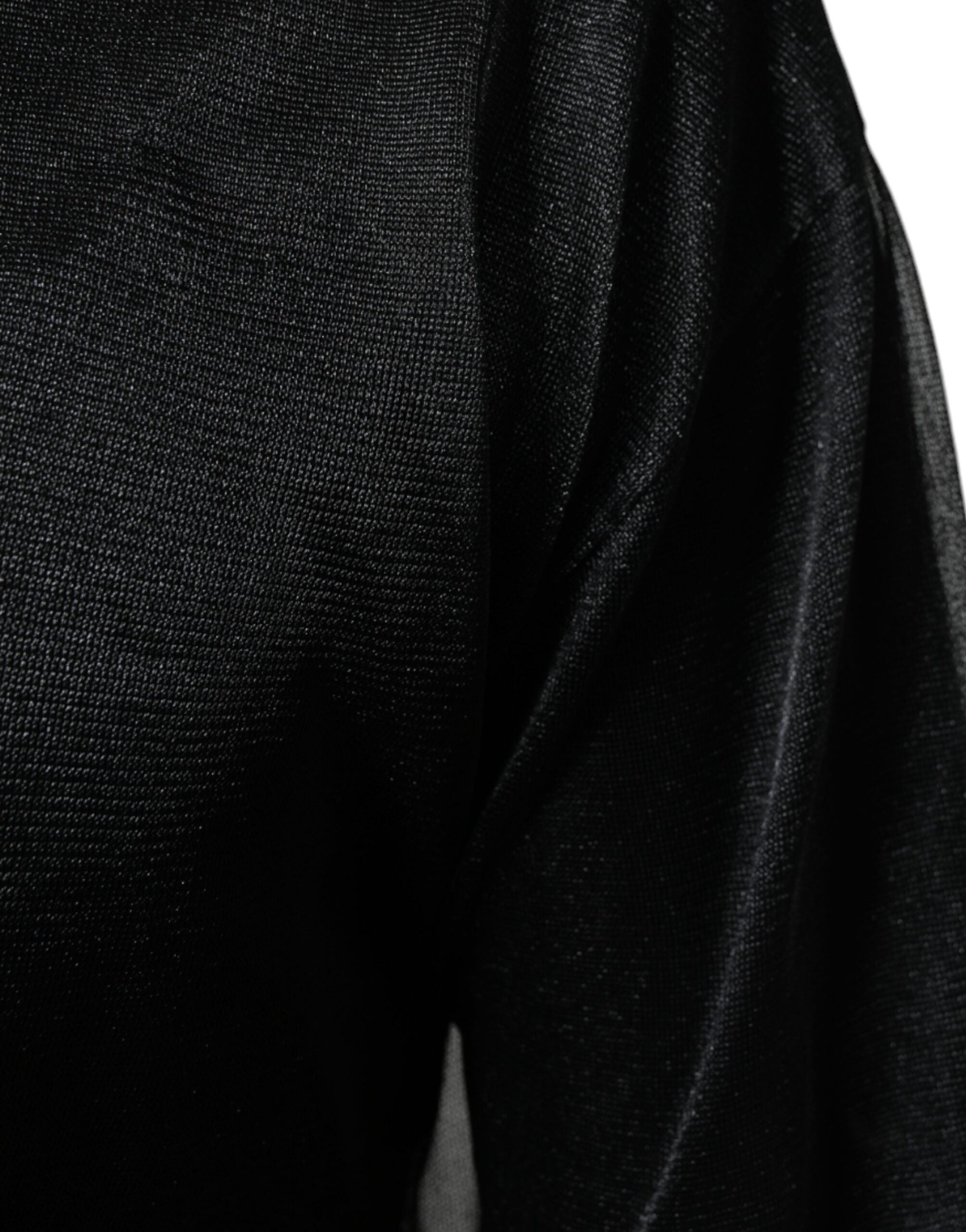 Sweat-shirt noir en polyester de Dolce & Gabbana, pull-over élégant avec logo et design classique, vue de face.
