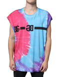T-shirt sans manches Dolce & Gabbana en coton tie-dye multicolore, motif coloré et style décontracté.