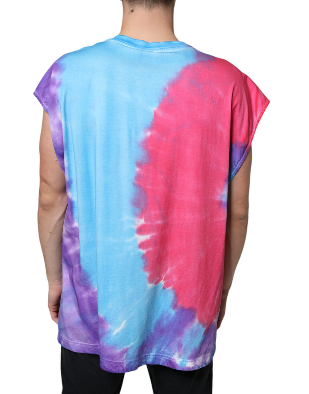 T-shirt sans manches Dolce & Gabbana en coton tie-dye multicolore, motif coloré et style décontracté.