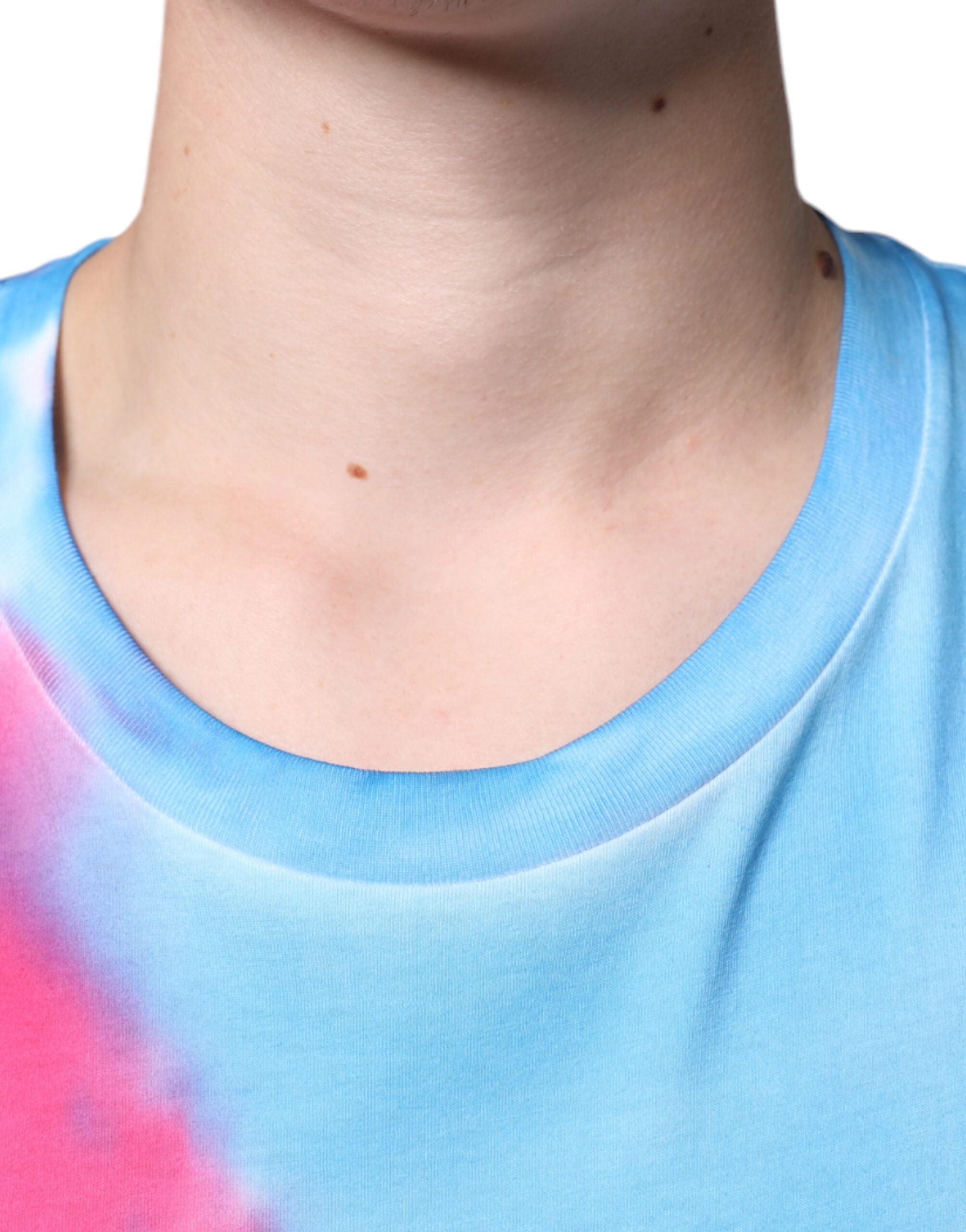 T-shirt sans manches en coton à tie-dye multicolore de Dolce & Gabbana, style moderne et vibrant.