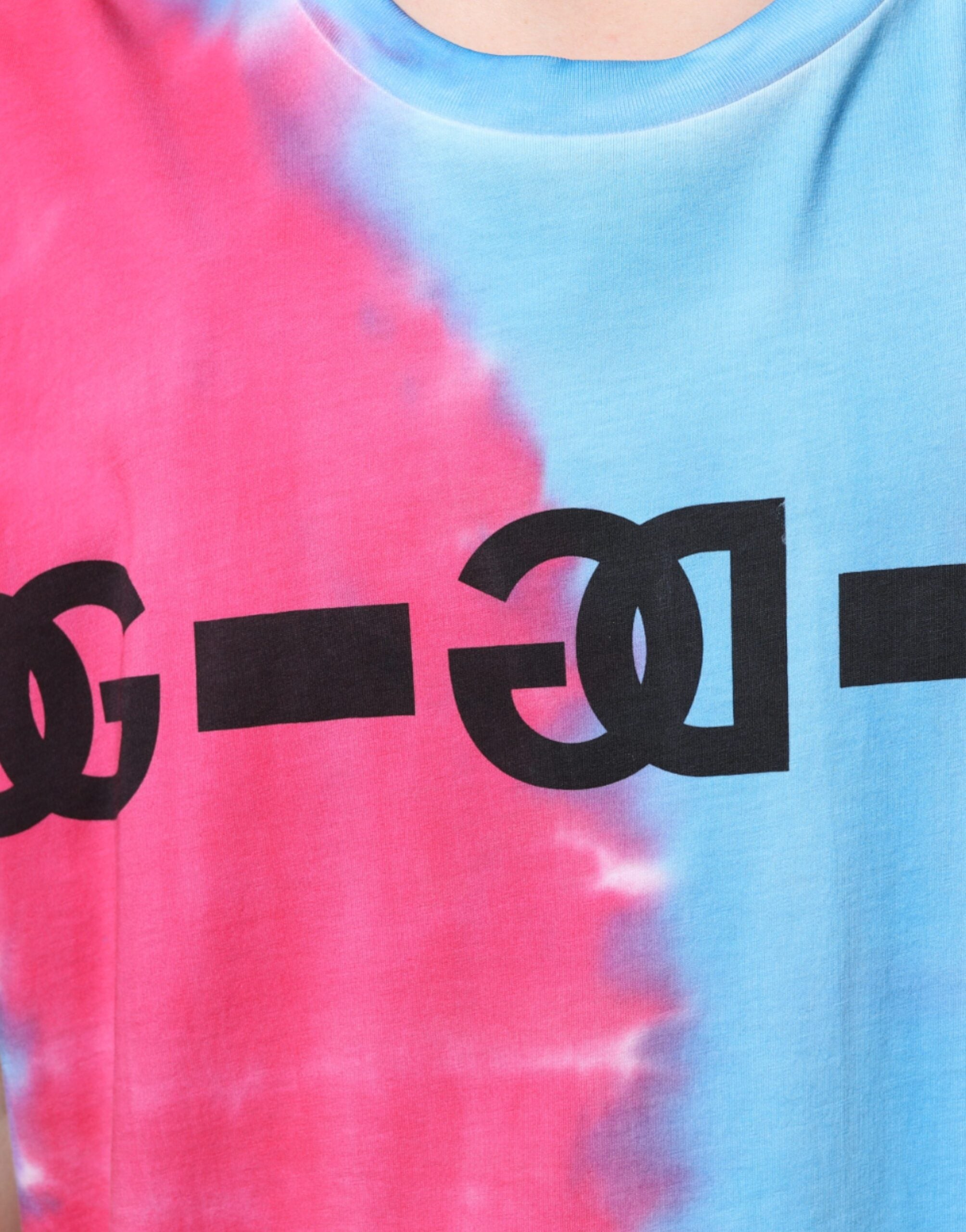 T-shirt sans manches Dolce & Gabbana en coton tie-dye multicolore avec motif coloré et style tendance.