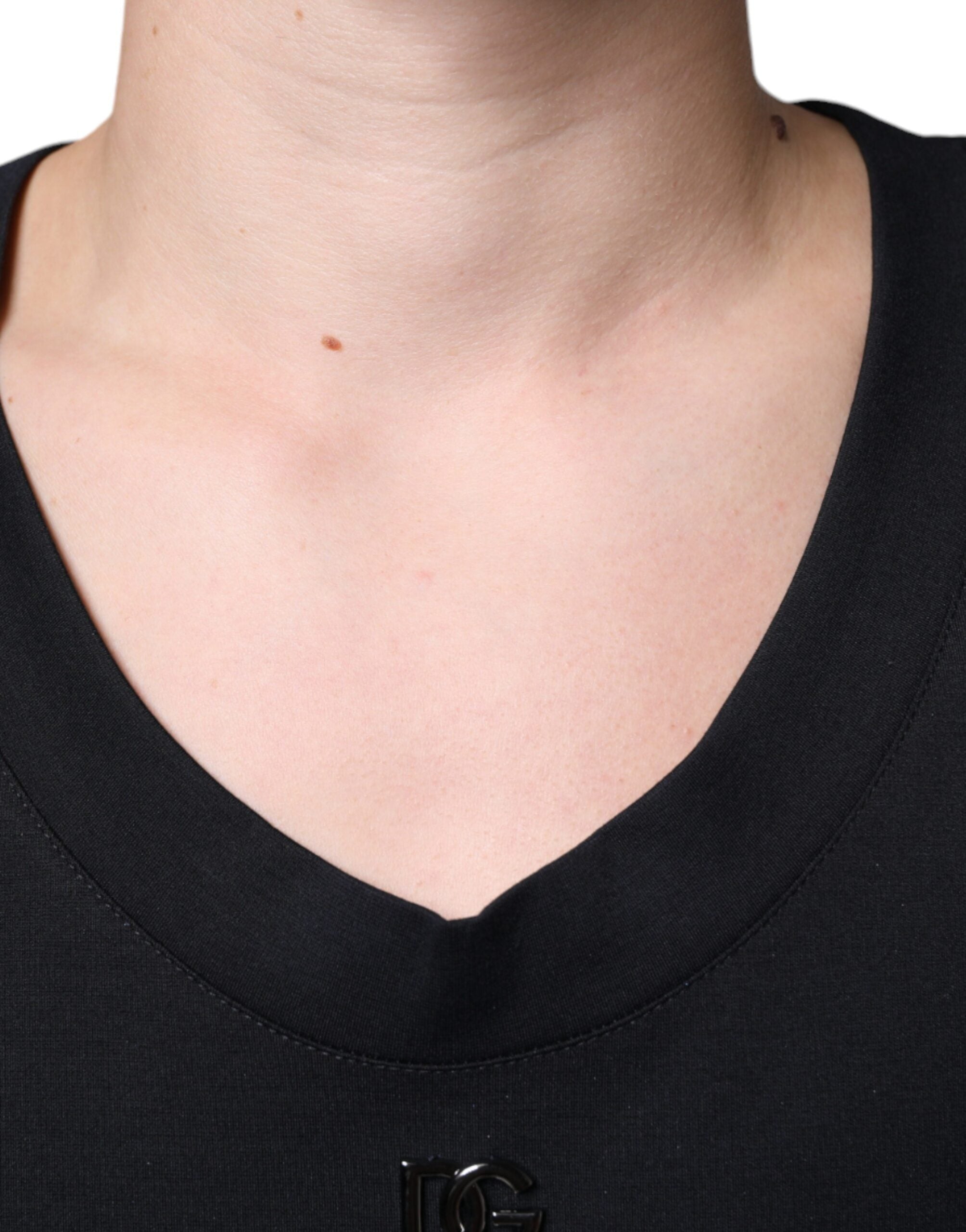 T-shirt sans manches en coton noir Dolce & Gabbana "Born To Be Free" avec logo imprimé, vue de face.