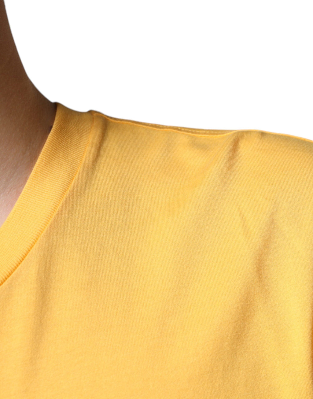 T-shirt à col rond en coton avec motif floral jaune Dolce & Gabbana Secret Garden, style élégant et décontracté.