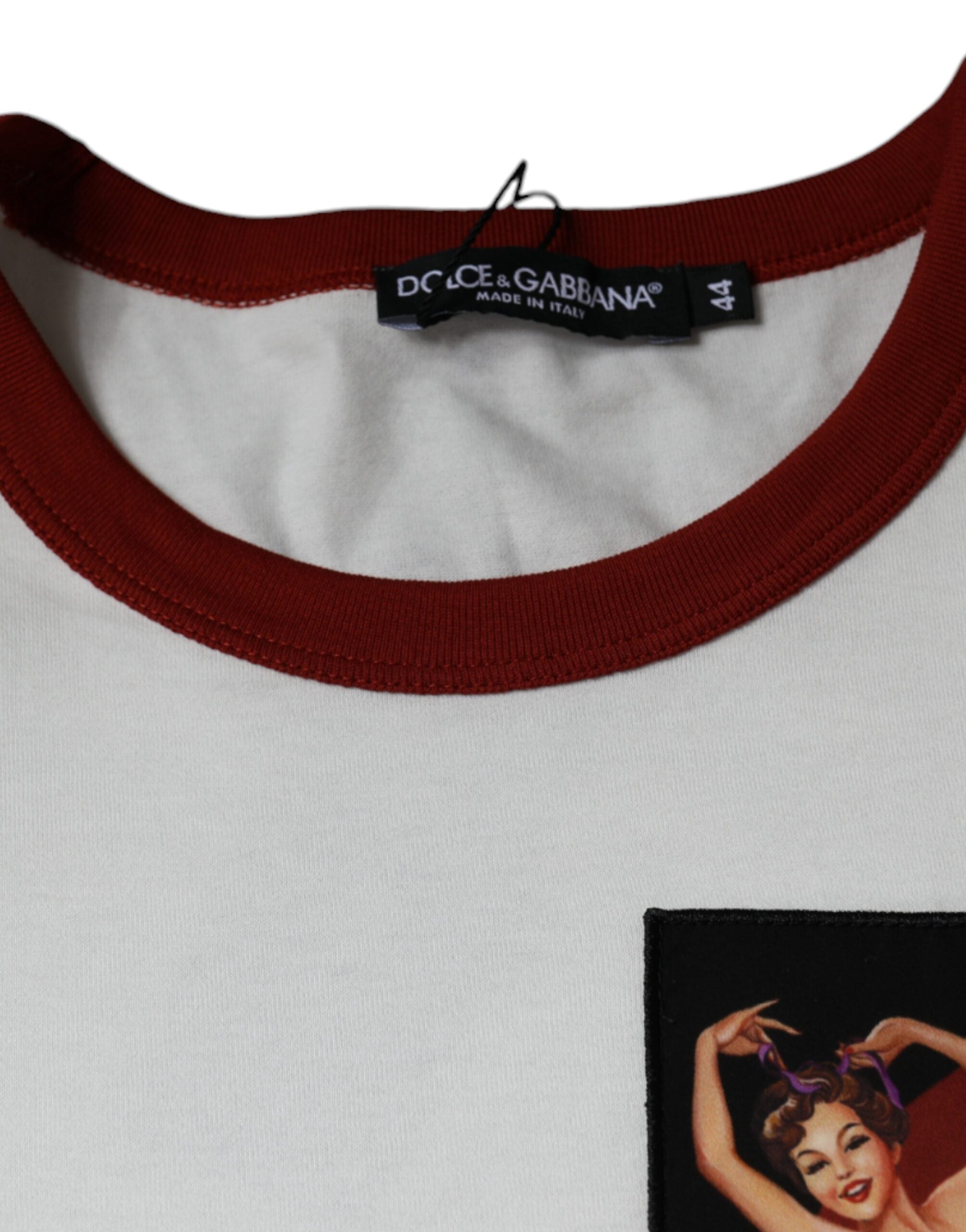 T-shirt blanc Dolce & Gabbana en coton avec impression graphique, col rond, vue de face.