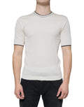 T-shirt Dolce & Gabbana en cachemire blanc cassé à manches courtes, style élégant et confortable, vue de face.