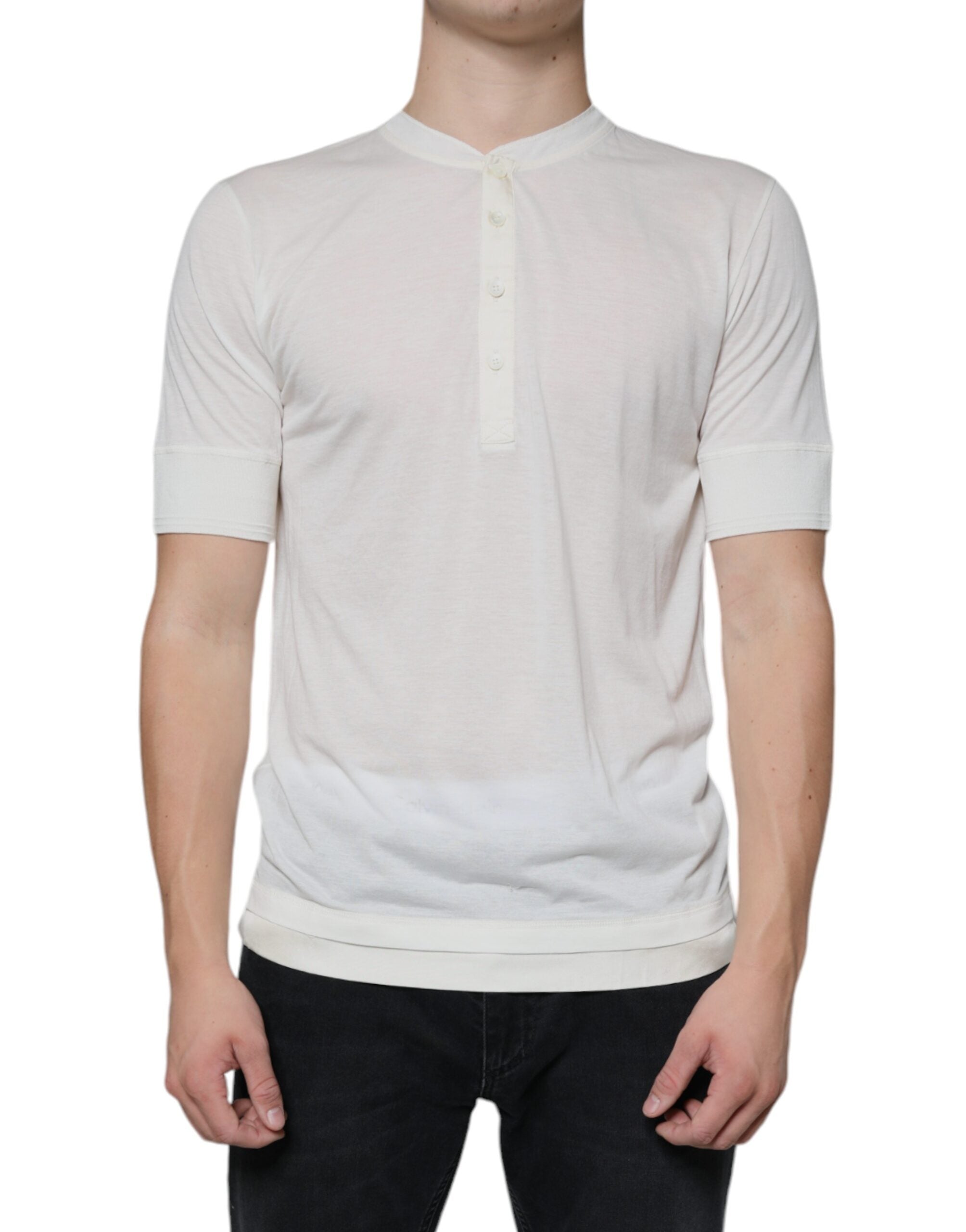T-shirt blanc en coton à manches courtes de Dolce & Gabbana, style décontracté et élégance italienne.