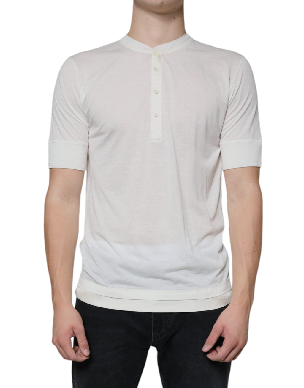 T-shirt à manches courtes en coton blanc Dolce & Gabbana, style décontracté avec logo de la marque visible.