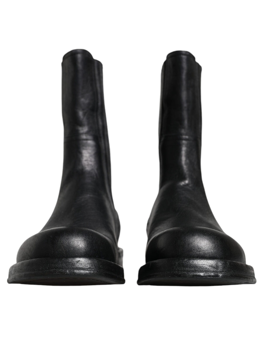 Bottes en cuir noir Dolce & Gabbana, bottes mi-mollet avec design élégant et détails en cuir pour femmes.