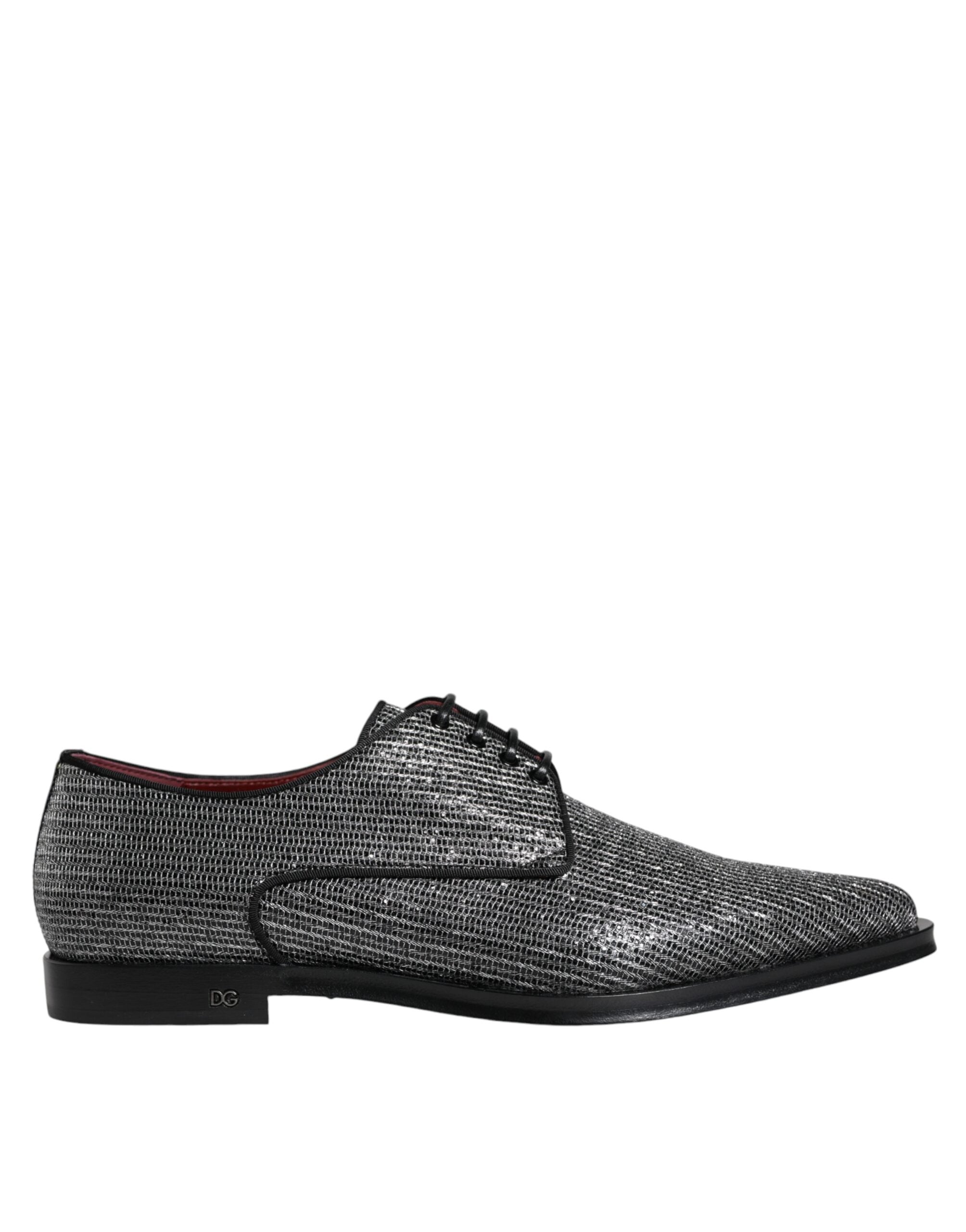 Chaussures derby formelles en polyuréthane argenté de Dolce & Gabbana, style élégant pour occasion spéciale.