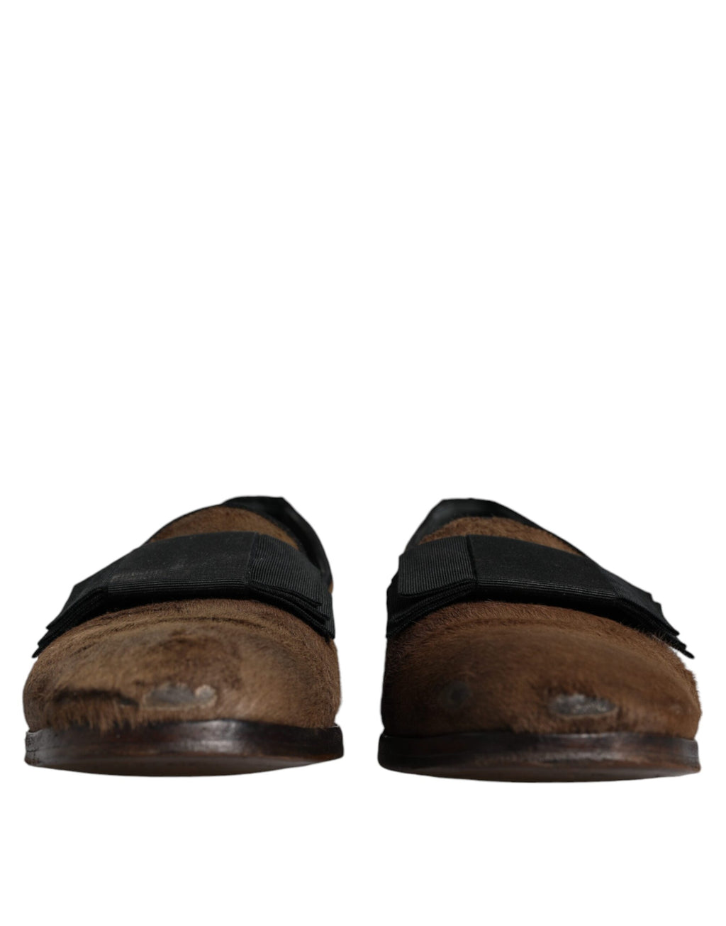 Chaussures à pampilles en cuir de veau marron de Dolce & Gabbana, mocassins formels en peau de serpent, style élégant et sophistiqué.