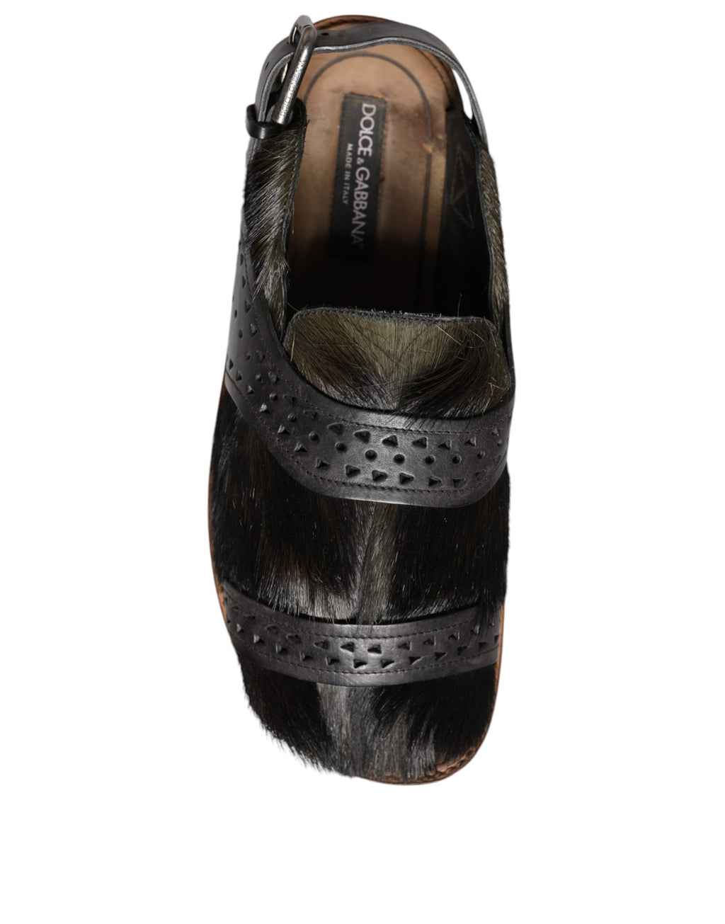 Sandales plates en cuir noir Gazelle de Dolce & Gabbana, chaussures élégantes en cuir pour femmes.