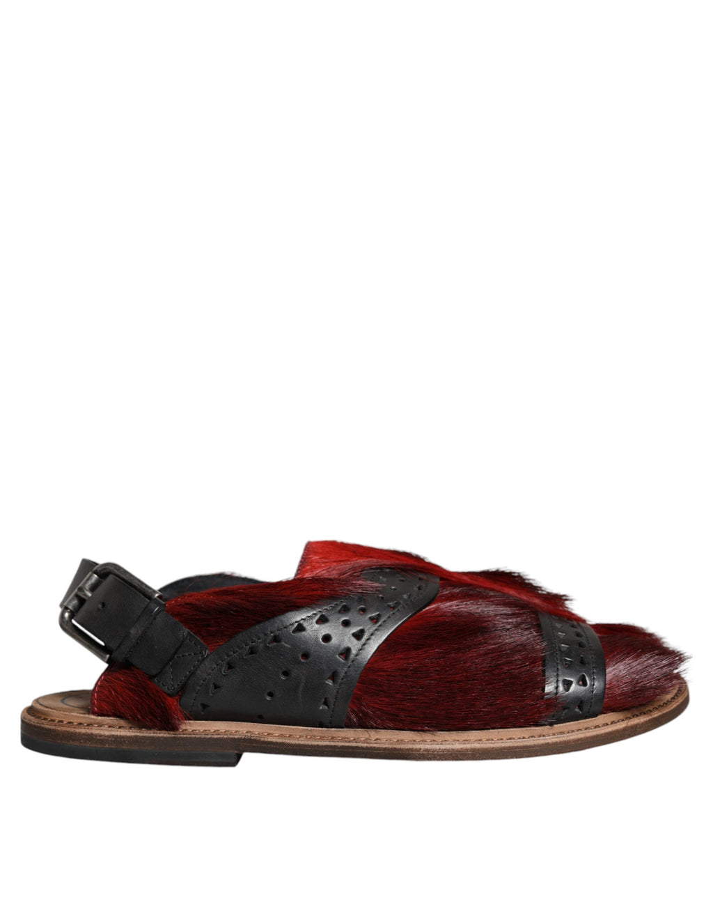 Sandales en cuir à gazelle noire et rouge de Dolce & Gabbana, chaussons élégants pour femmes