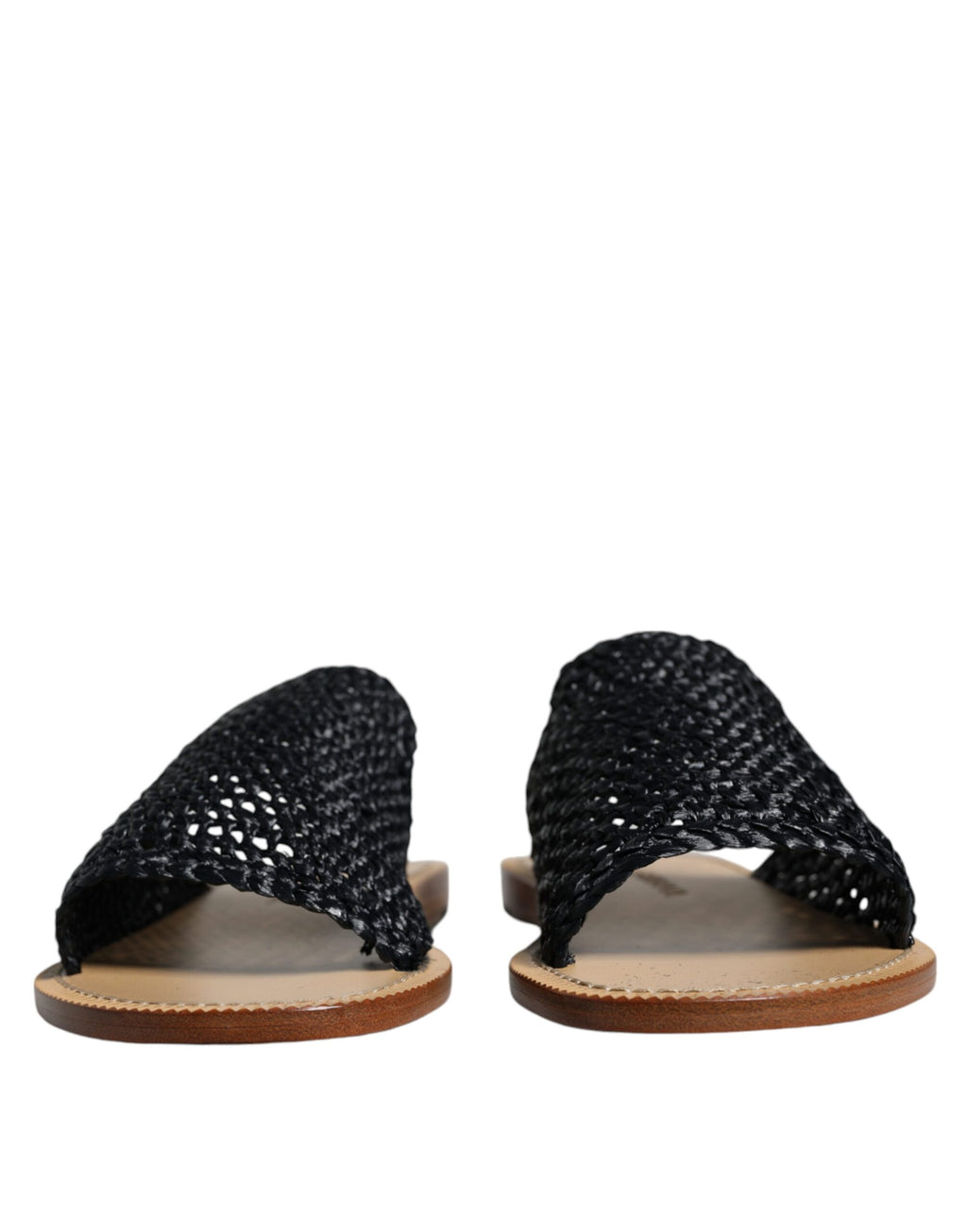 Sandales Dolce & Gabbana en raffia noir à tresses, chaussures plates élégantes pour femme