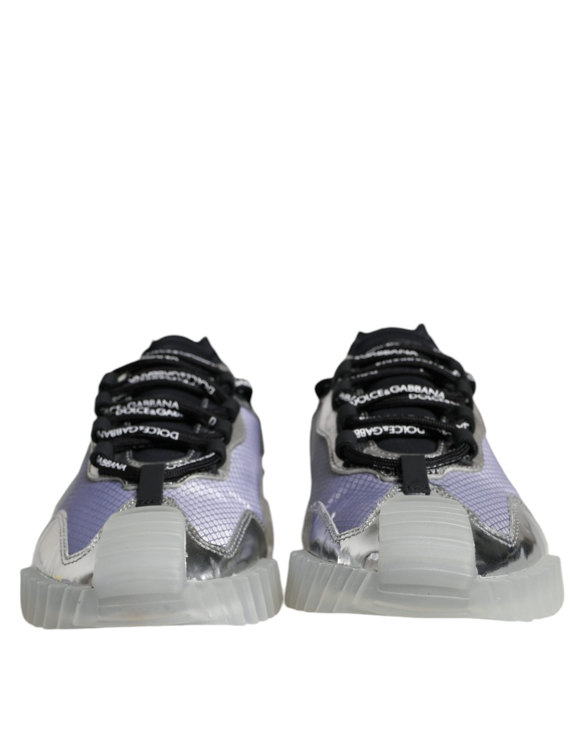 Chaussures basses en nylon noir et argent de Dolce & Gabbana NS1, baskets élégantes pour homme.