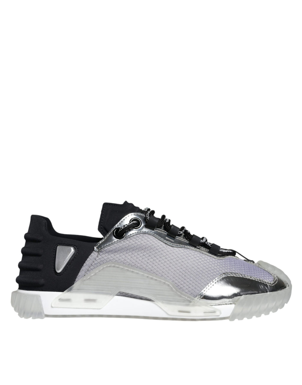 Chaussures sneakers basses en nylon noir et argent de Dolce & Gabbana, style décontracté et moderne