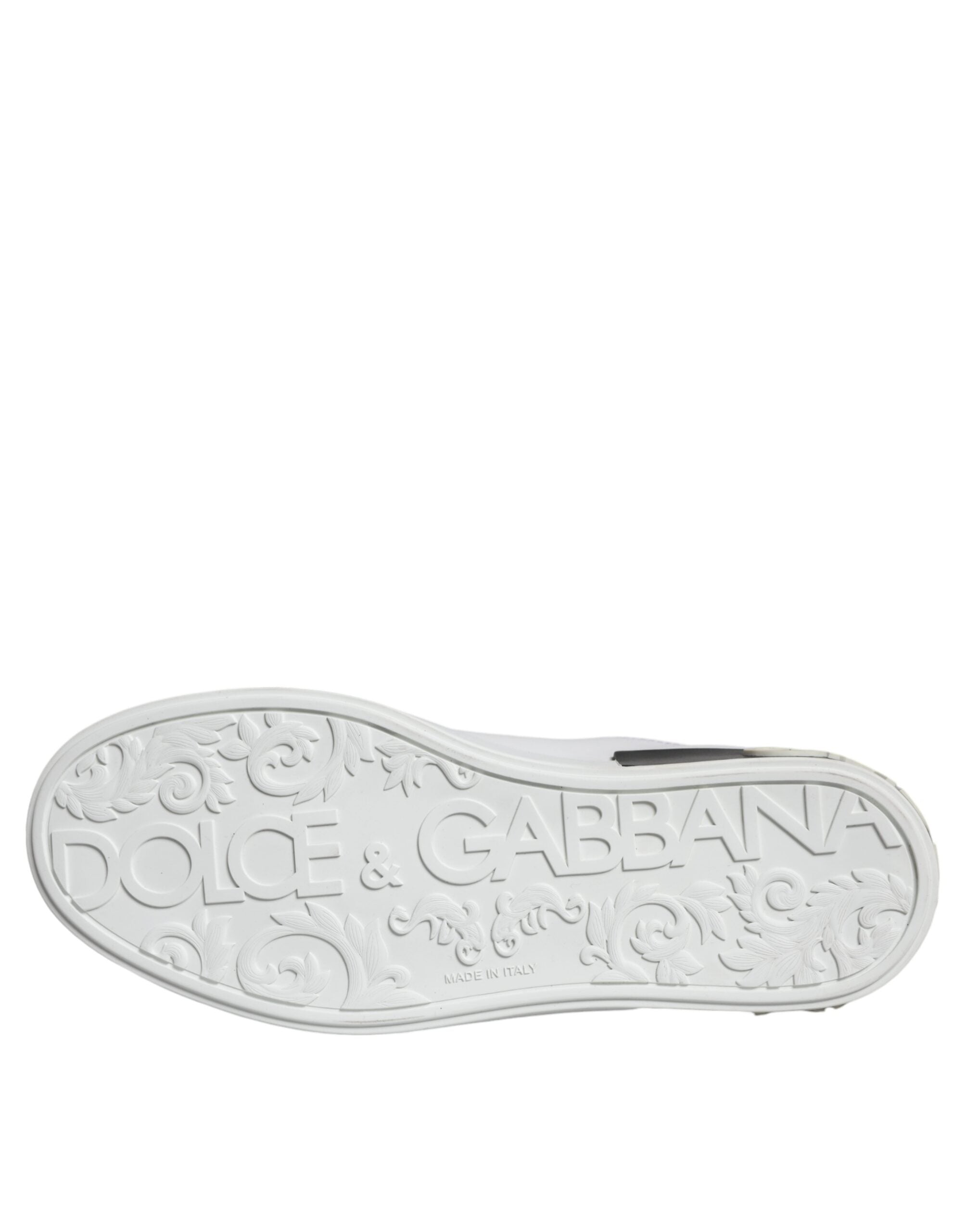Chaussures portofino en cuir noir Dolce & Gabbana avec logo, baskets élégantes et confortables pour femmes ou hommes.