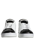 Chaussures de sport Portofino en cuir noir avec logo Dolce & Gabbana, baskets élégantes et confortables.