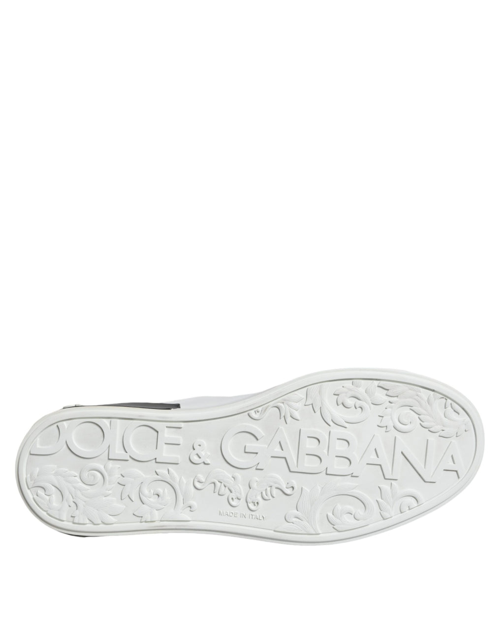 Chaussures sneakers Portofino en cuir noir avec logo Dolce & Gabbana, chaussures de mode élégantes et modernes.