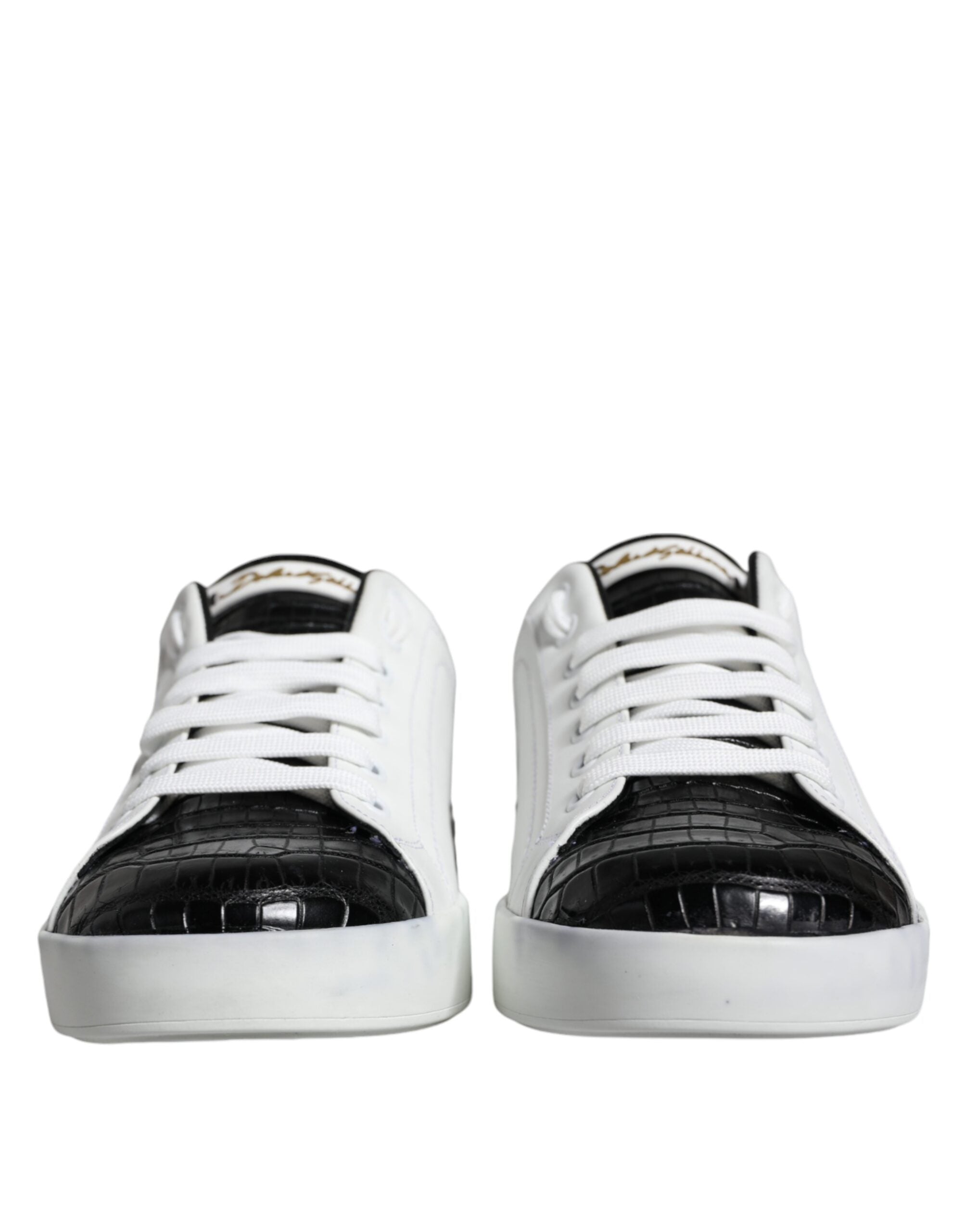 Chaussures de sport portofino en cuir noir avec logo Dolce & Gabbana, baskets élégantes pour homme