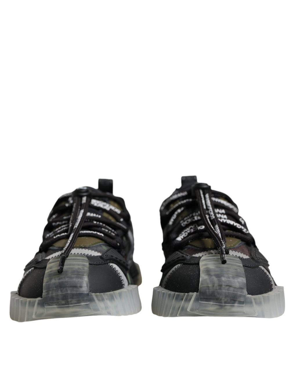 Chaussures sneakers basses Dolce & Gabbana NS1 à lacets multicolores en dentelle, vue de face.
