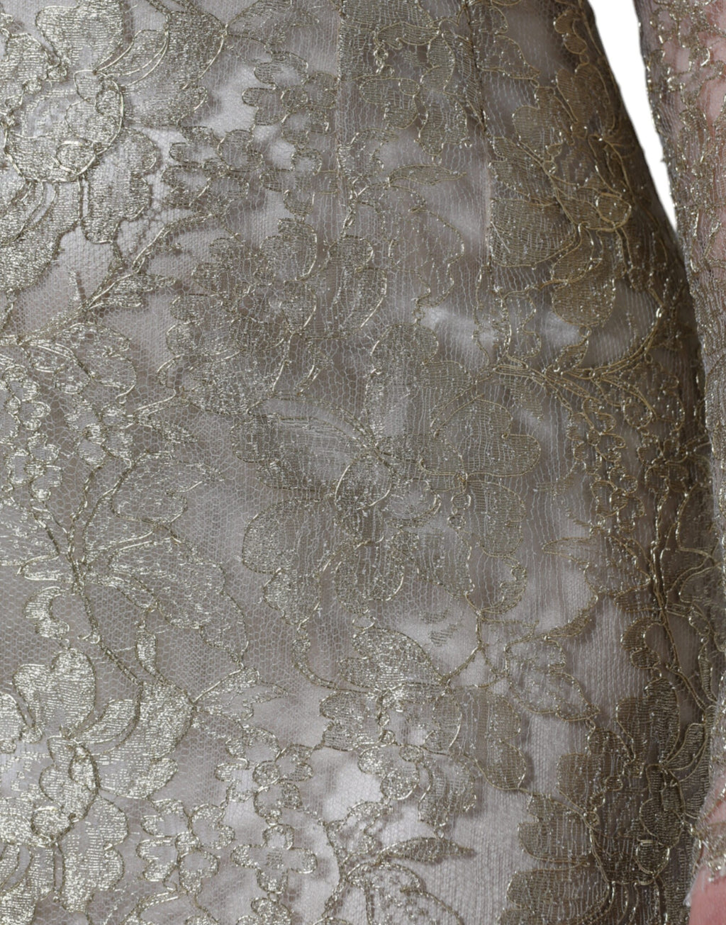 Robe courte Dolce & Gabbana en dentelle florale dorée avec coupe évasée et silhouette en ligne A.