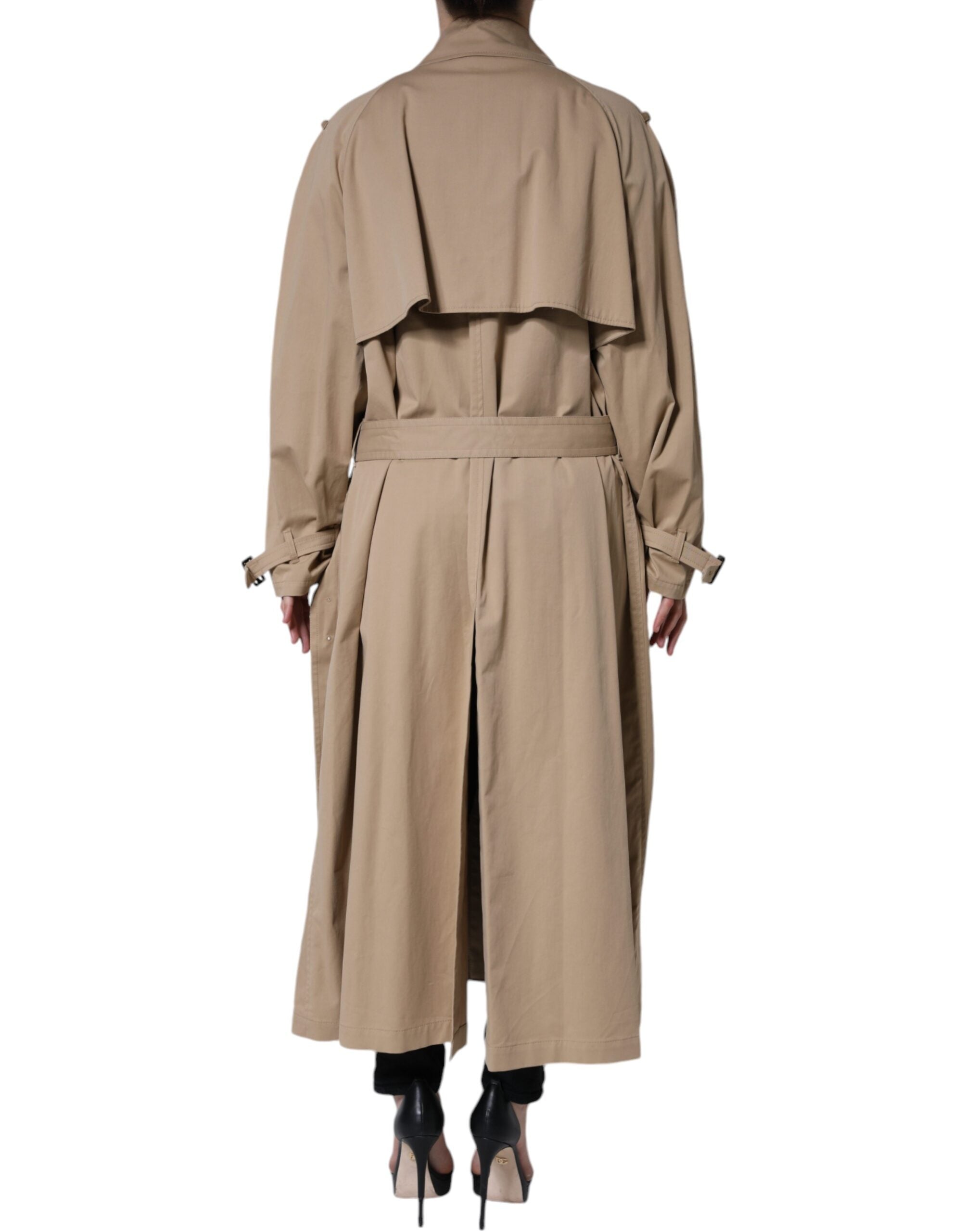 Manteau trench kaki à double boutonnage Dolce & Gabbana pour femme, veste élégante en tissu léger et sophistiqué.
