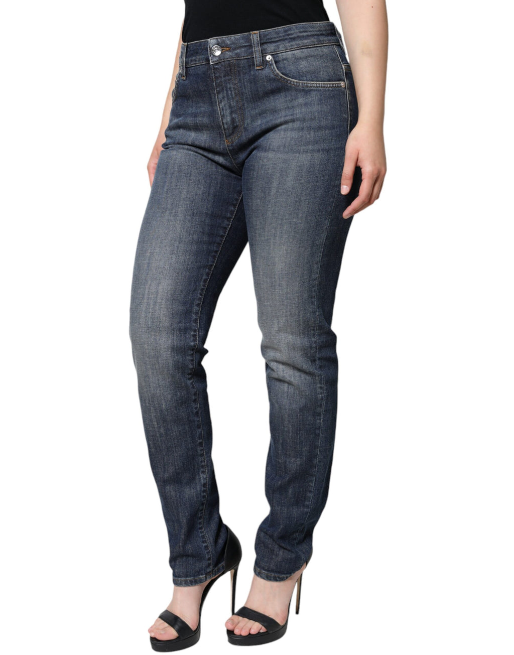 Jeans skinny en coton extensible bleu foncé de Dolce & Gabbana, coupe ajustée et détails classiques en denim.
