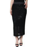 Jupe midi noire Dolce & Gabbana à coupe crayon avec embellissements brillants, vue de face sur un mannequin.