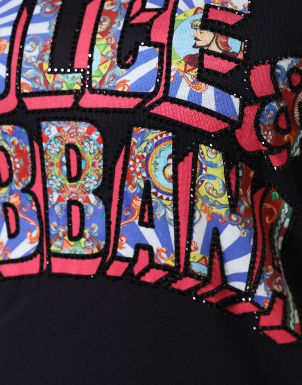 T-shirt rond en coton noir Dolce & Gabbana avec logo imprimé, style décontracté et élégant.