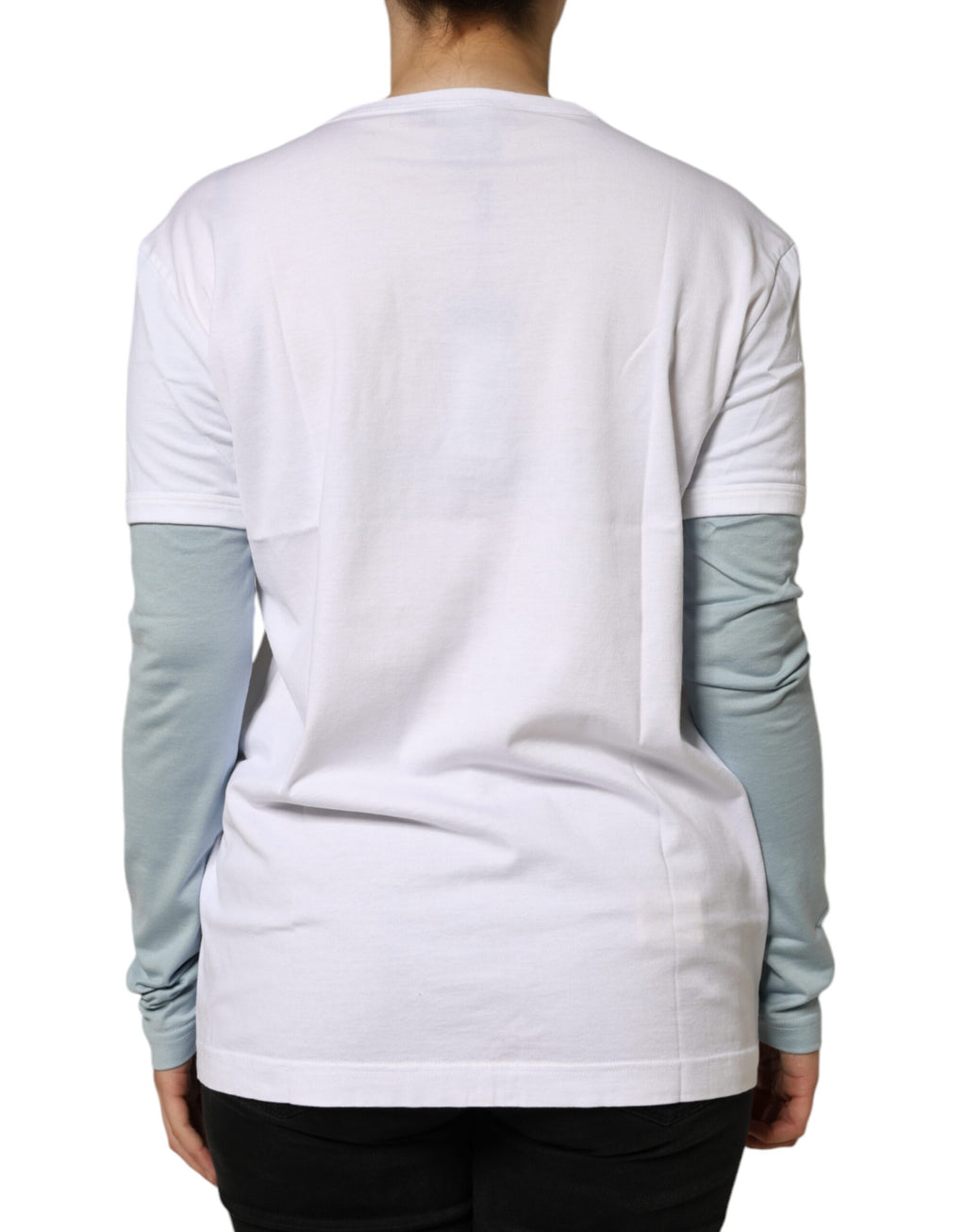 T-shirt blanc en coton avec logo Dolce & Gabbana à col rond, logo imprimé sur la poitrine.
