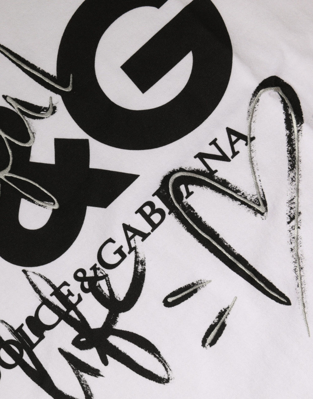 T-shirt blanc en coton Dolce & Gabbana avec logo imprimé rond, col rond et design élégant.
