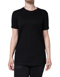 T-shirt noir en coton à col rond et manches courtes de Dolce & Gabbana, vue de face.