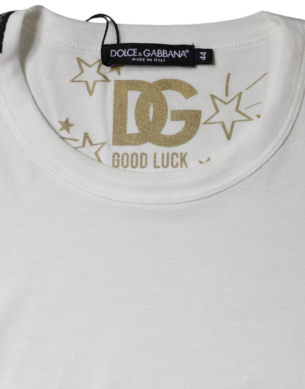 T-shirt blanc en coton à col rond et manches courtes de Dolce & Gabbana, vue de face.