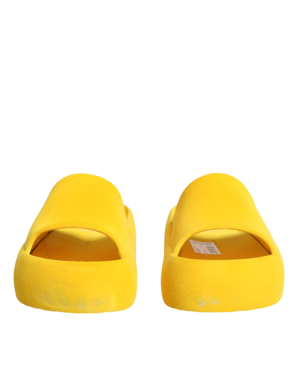 Sandales en caoutchouc jaunes Dolce & Gabbana, chaussures de plage élégantes et confortables, vue de côté.