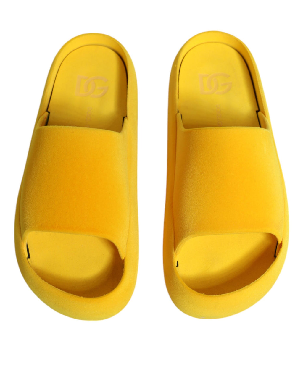 Sandales de plage en caoutchouc jaune Dolce & Gabbana, chaussures légères et confortables pour l'été.