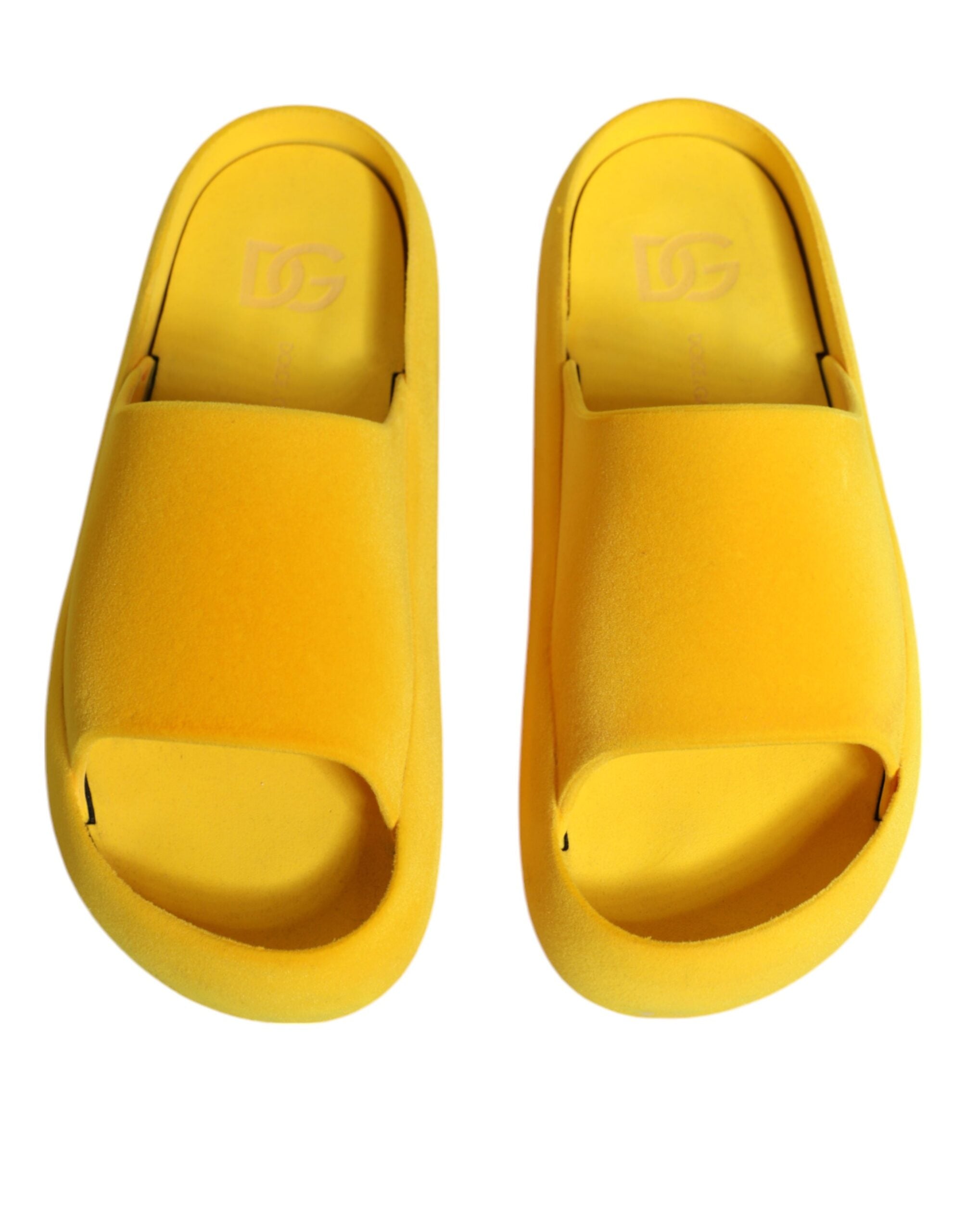 Sandales de plage en caoutchouc jaune Dolce & Gabbana, chaussures légères et confortables pour l'été.