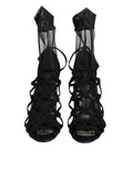 Sandales à talons noires en tulle extensible de Dolce & Gabbana, élégantes et sophistiquées pour femme.