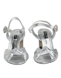Chaussures à talons D&G KEIRA en miroir argenté, sandales élégantes avec brides et semelle souple, pour femmes.