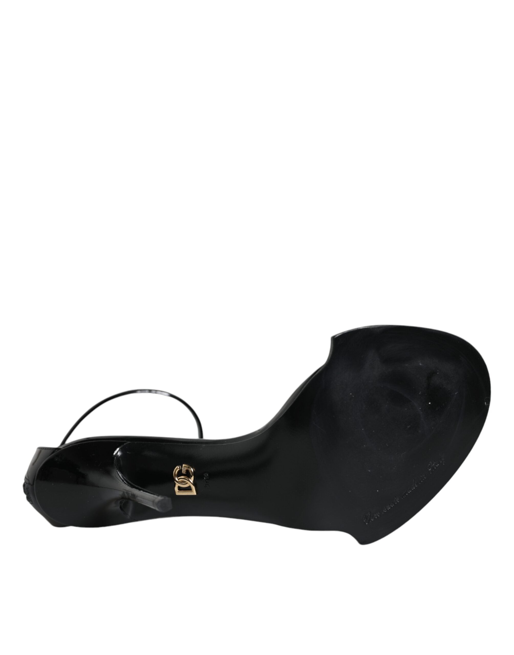 Sandales à talons noires Dolce & Gabbana Keira en cuir avec perles faux, chaussures élégantes pour femmes