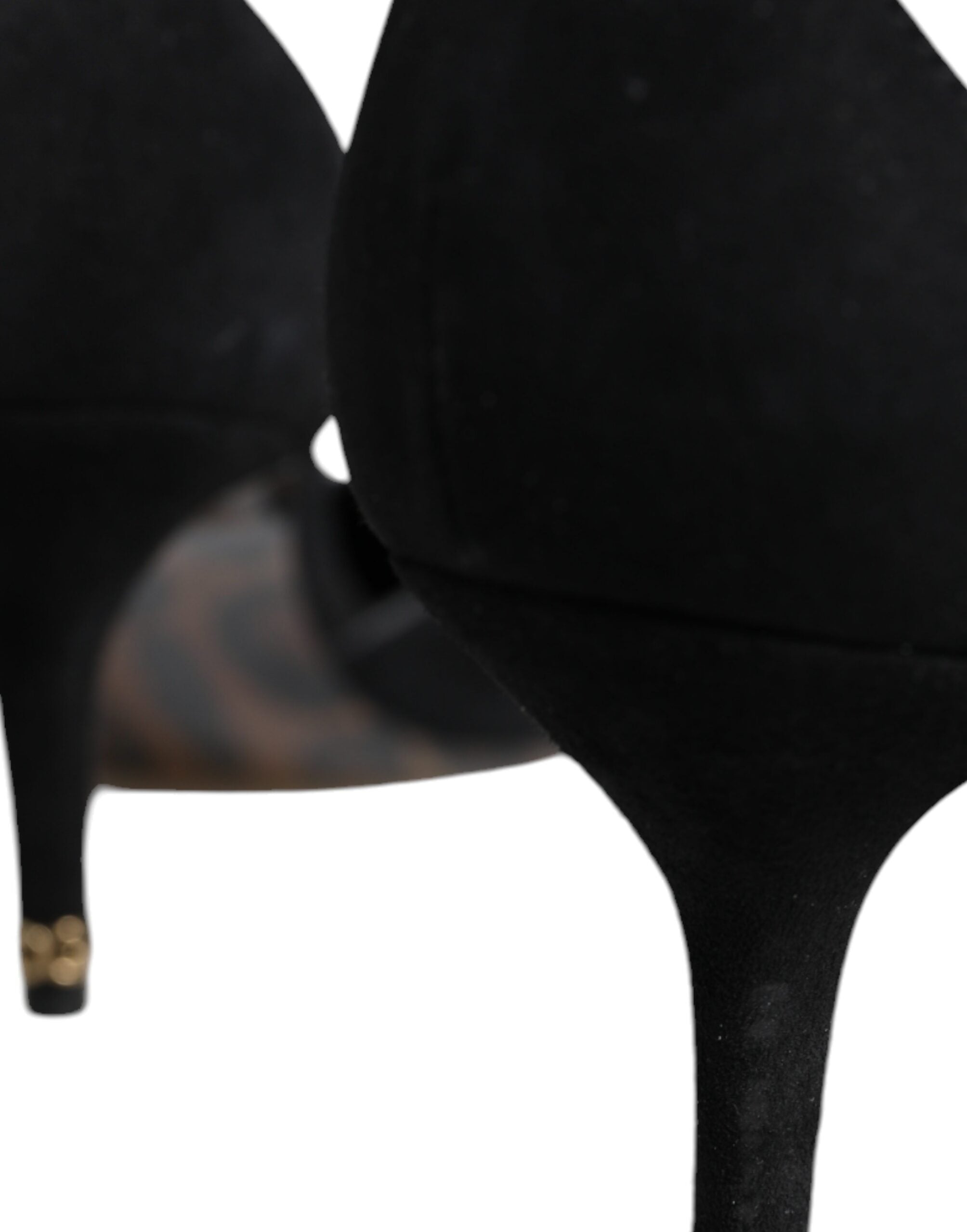 Chaussures à talons Dolce & Gabbana en daim noir avec bride à la cheville et semelle en cuir, style élégant et sophistiqué